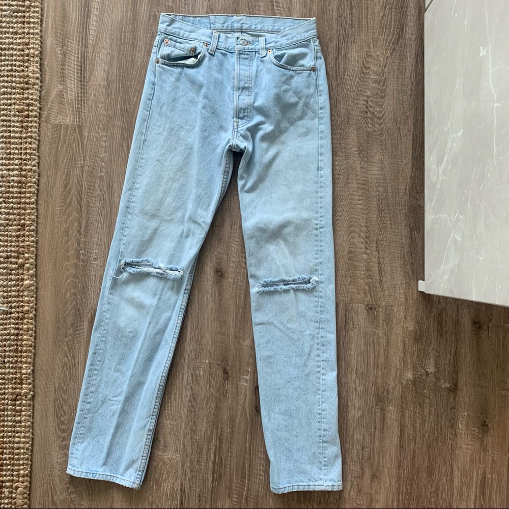 Levi’s vintage denim jeans. Size 30x34 but will best fit a 27 waist